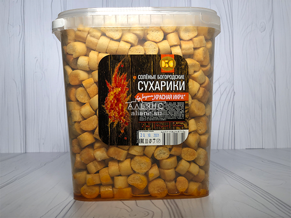 Сухарики с красной икрой в Черноголовке